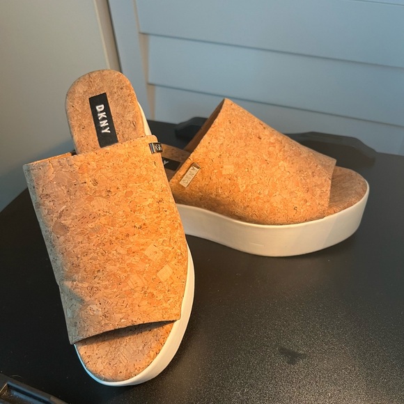 Dkny Shoes - DKNY Cork Platform Slides Size 6